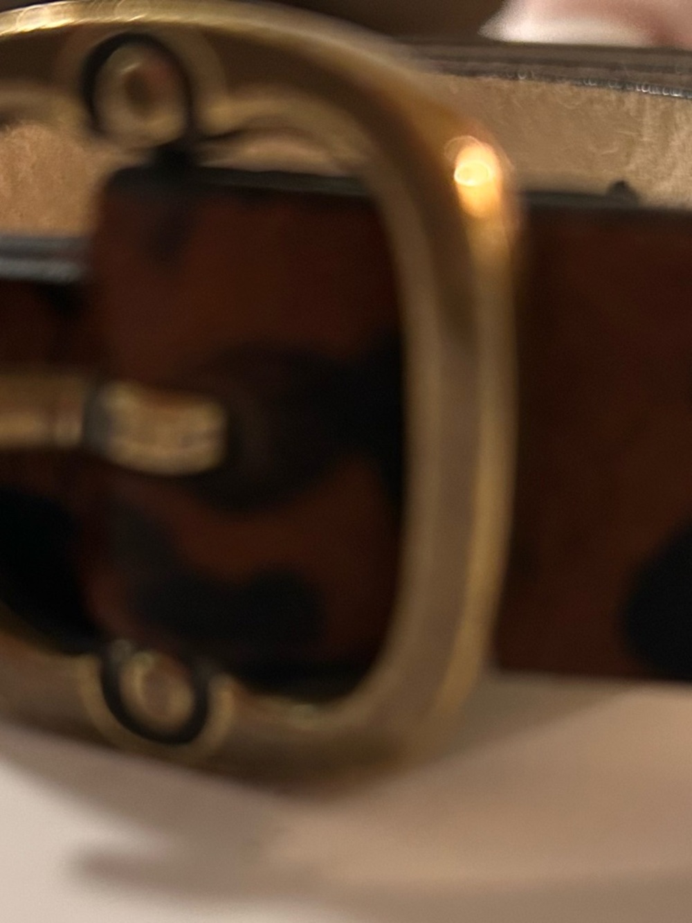 Coldwater Creek Leopard Haircalf Belt with Brass Buckle - Brown/Black - Picture 4 of 11